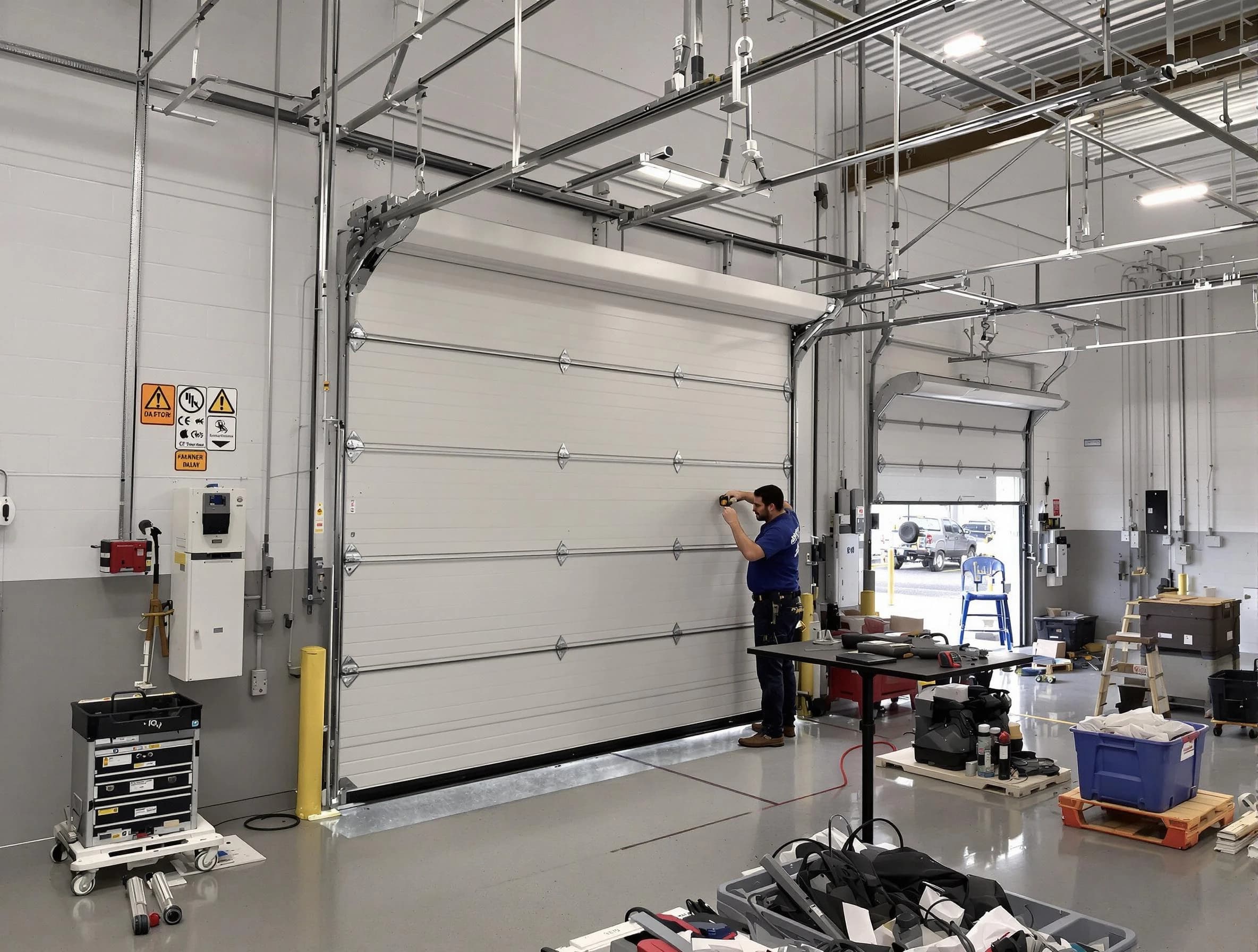 Commercial garage door repair being performed by Rio Rancho Garage Door Repair expert in Rio Rancho