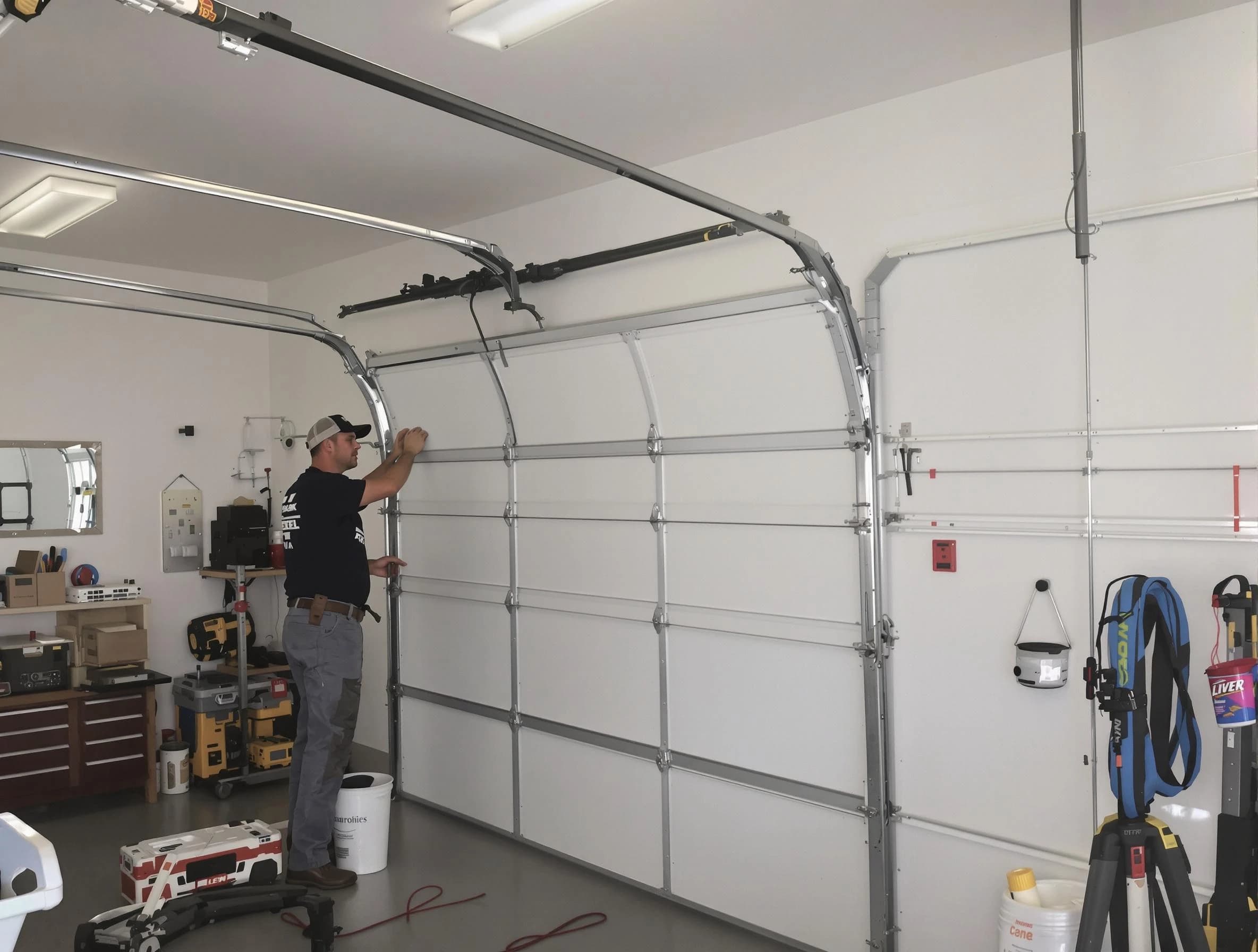 Rio Rancho Garage Door Repair team installing new garage door in Rio Rancho