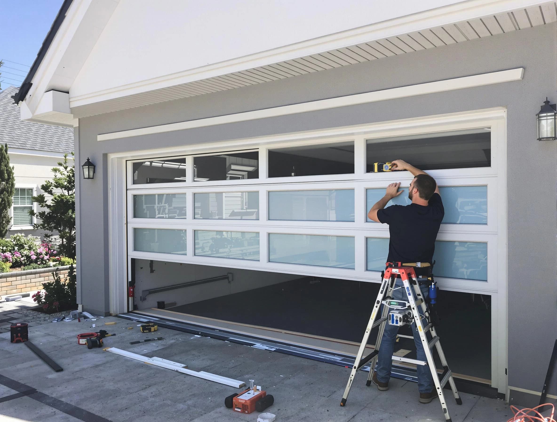 Rio Rancho Garage Door Repair team performing garage door replacement in Rio Rancho