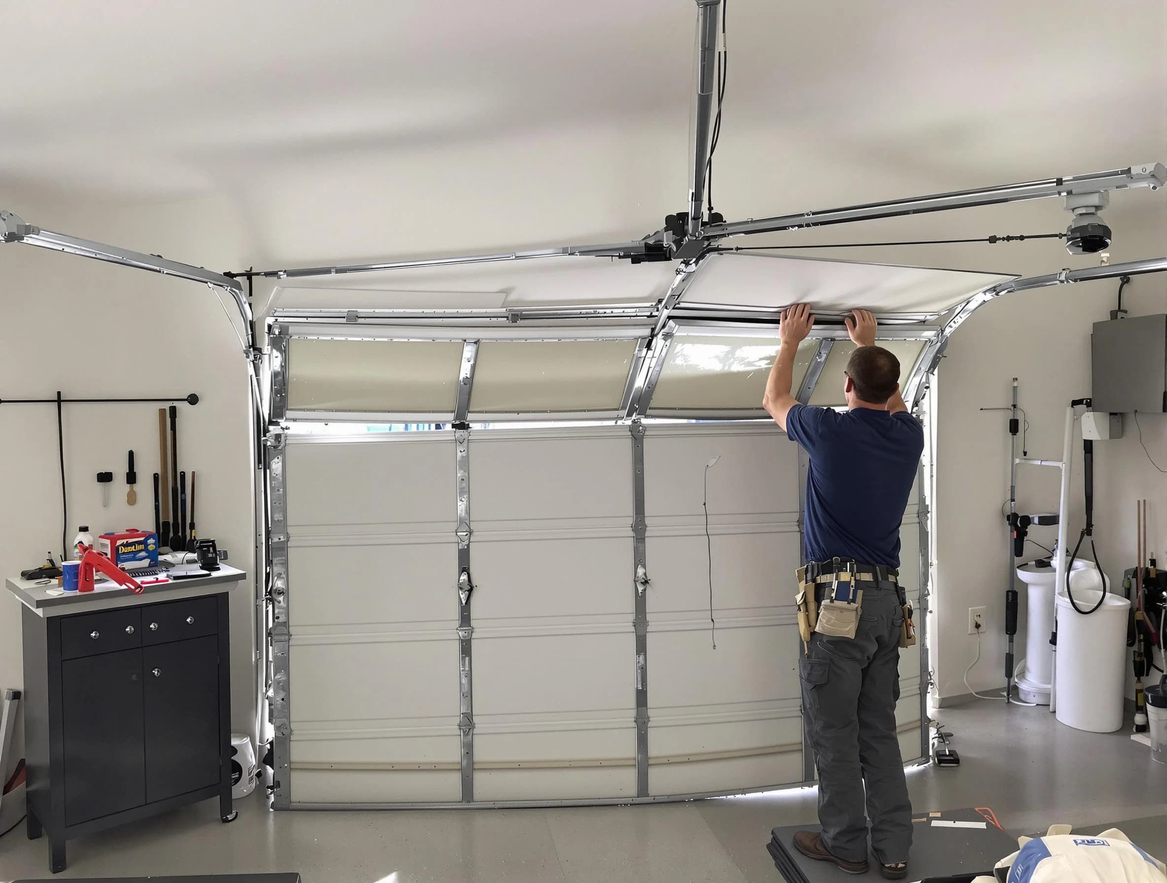 Rio Rancho Garage Door Repair specialist performing precise section replacement on Rio Rancho garage door