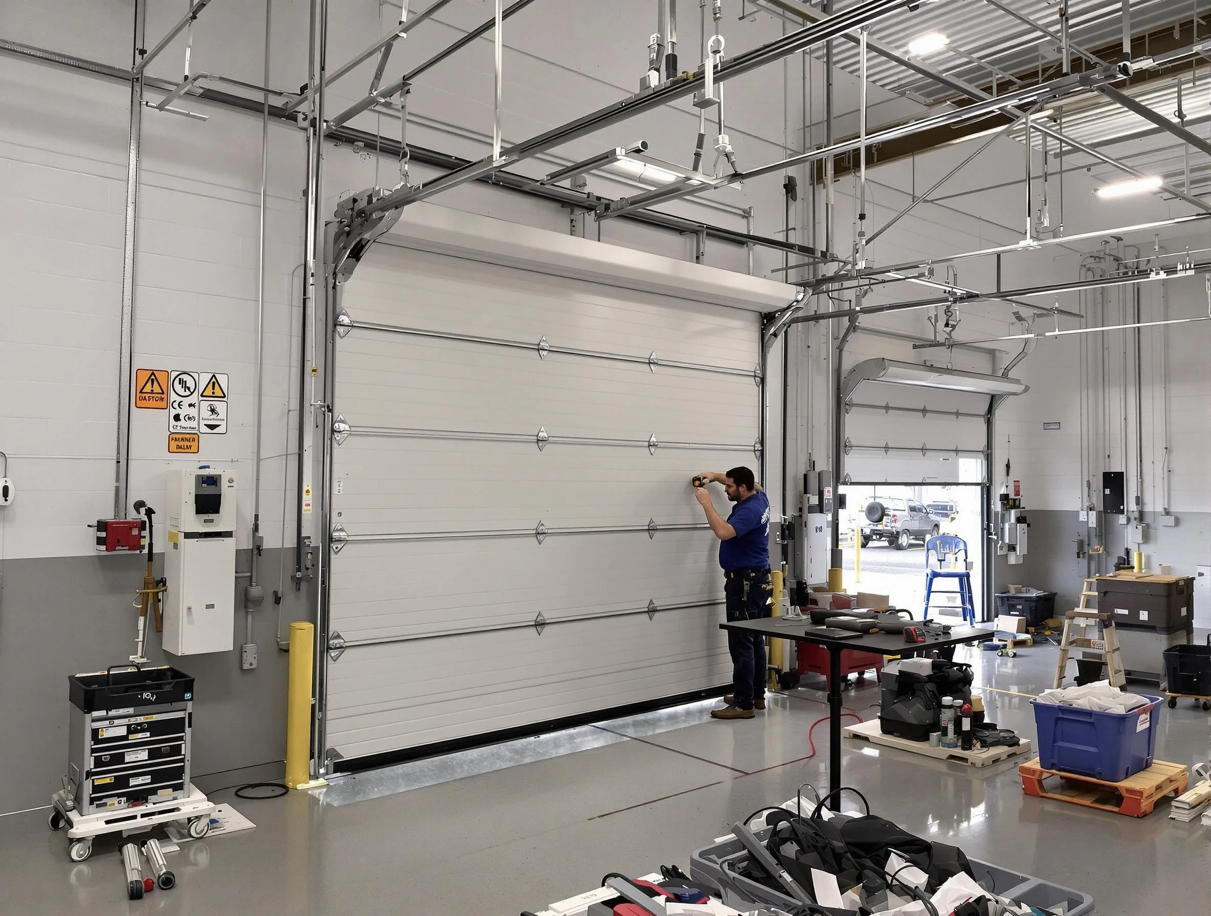 Commercial garage door repair being performed by Rio Rancho Garage Door Repair expert in Rio Rancho