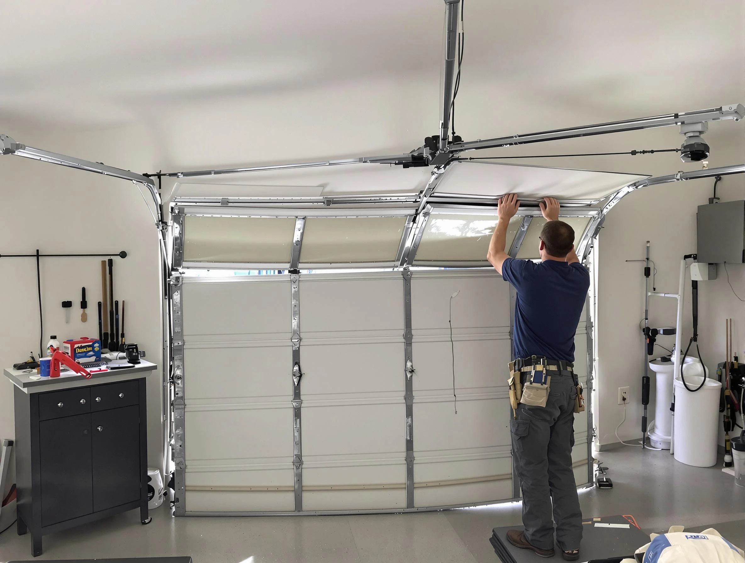 Rio Rancho Garage Door Repair specialist performing precise section replacement on Rio Rancho garage door